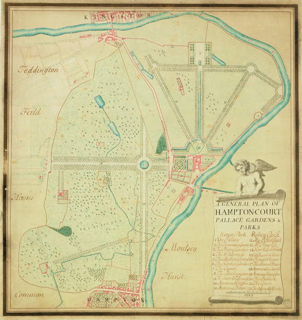 Detail of A General Plan of Hampton Court Palace Gardens and Parks, c.1713 by Charles Bridgeman