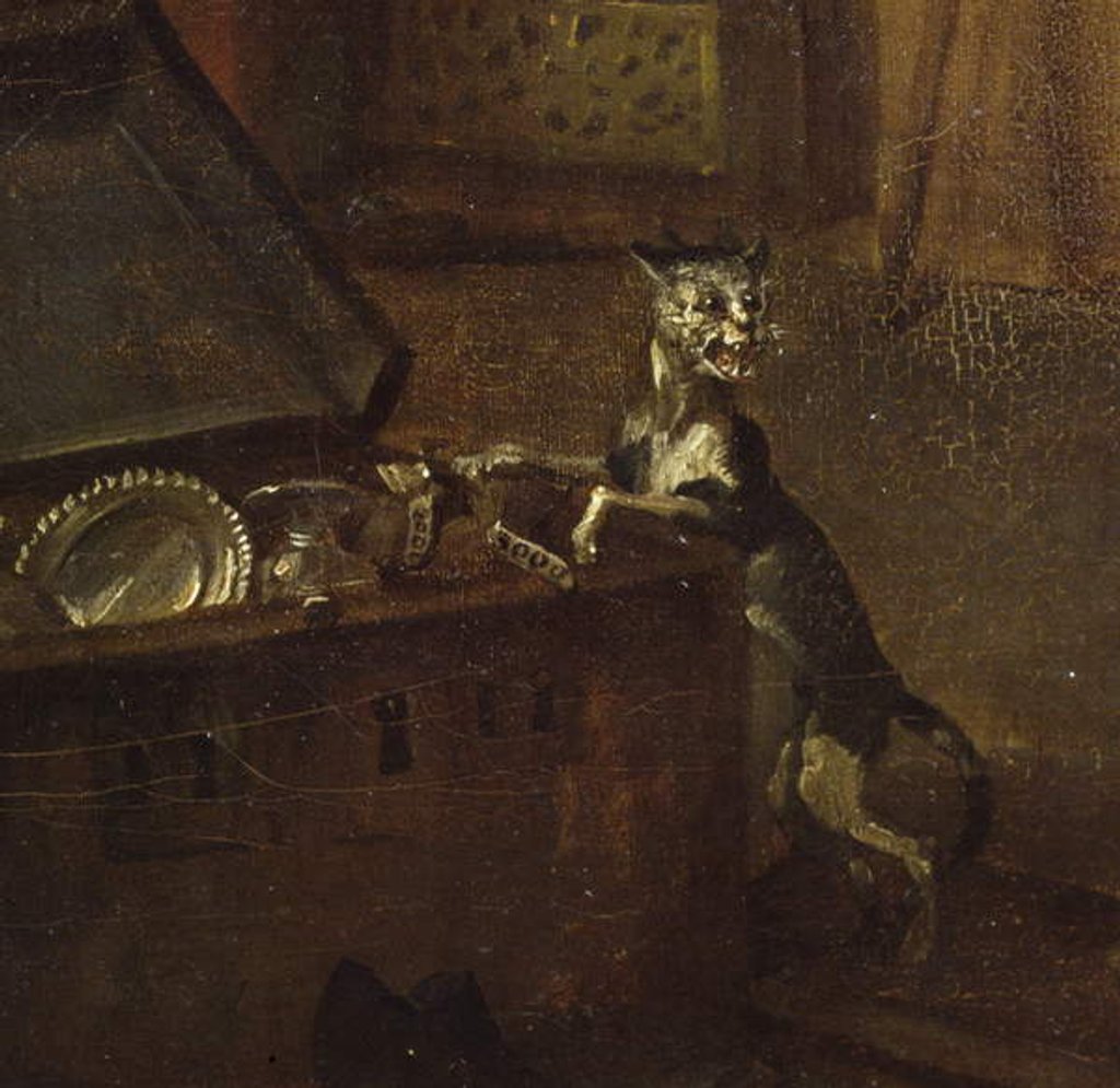 Detail of Cat with a chest by William Hogarth