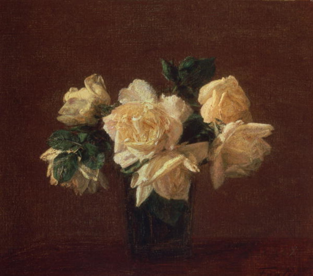Detail of Yellow Roses by Ignace Henri Jean Fantin-Latour