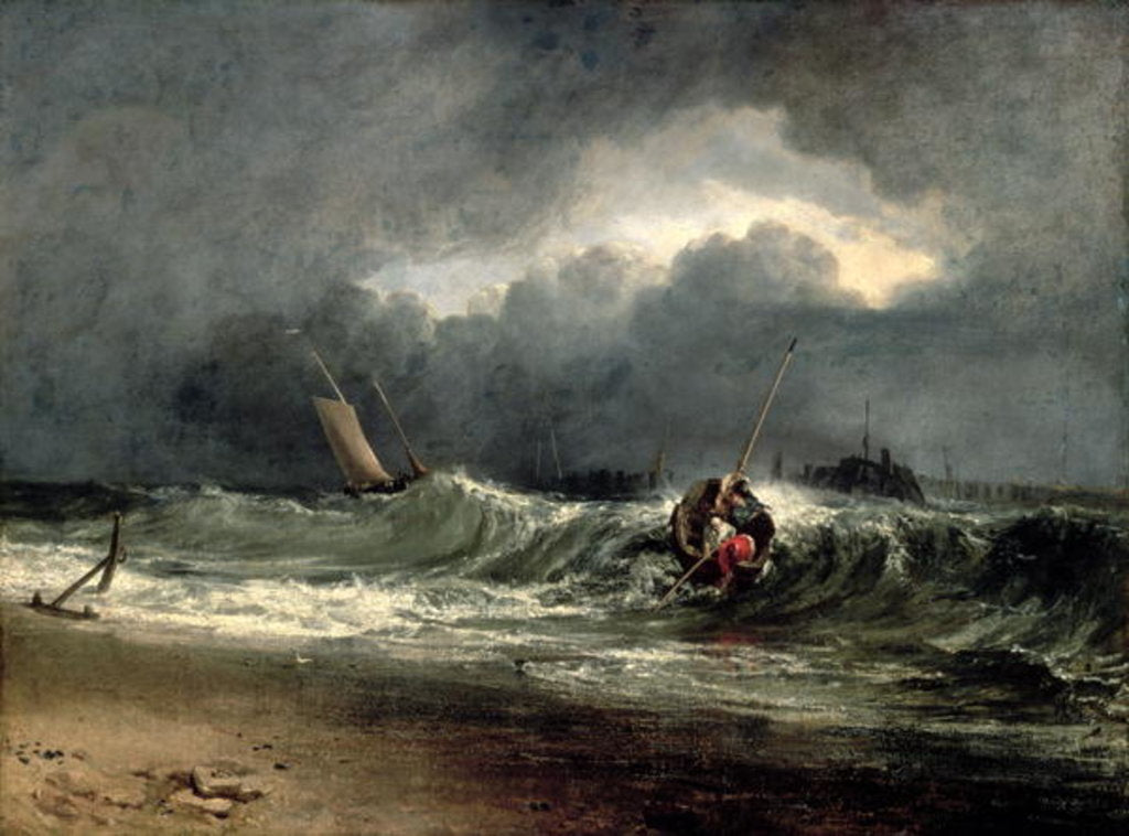 Detail of Fishermen upon a lee-shore in squally weather by Joseph Mallord William Turner