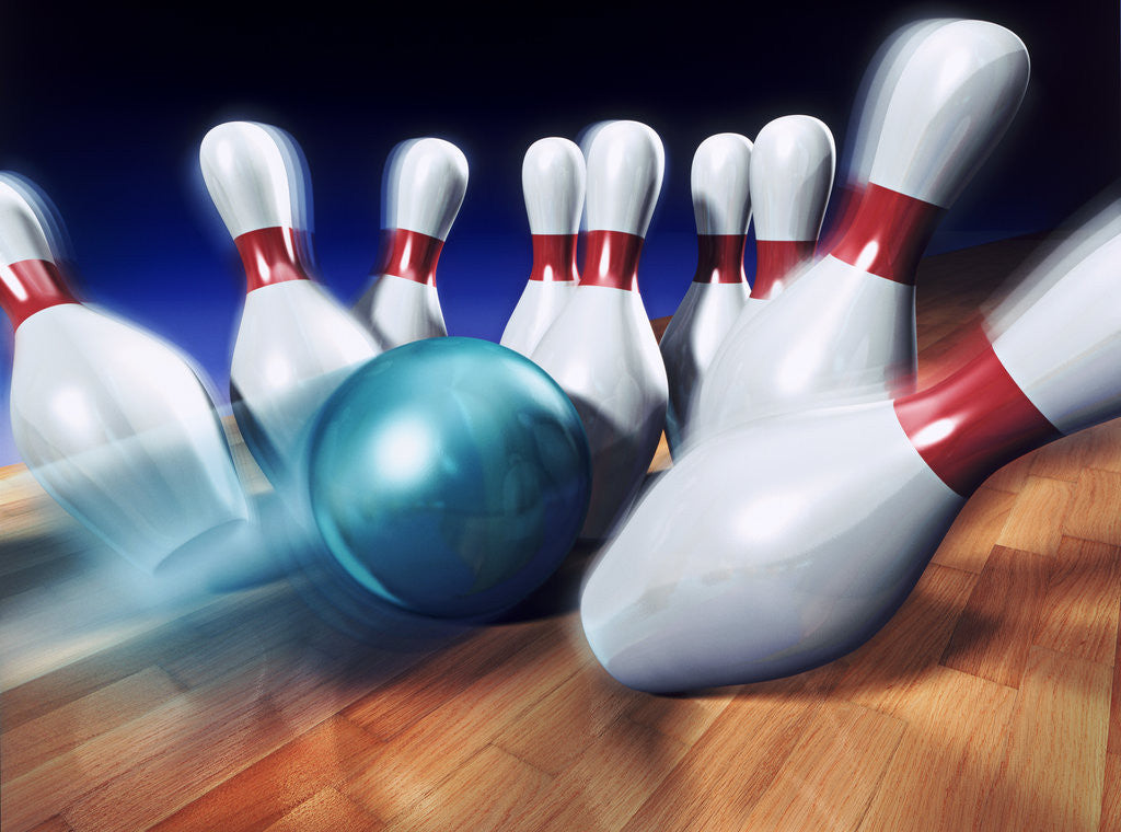 Detail of A bowling strike by Corbis