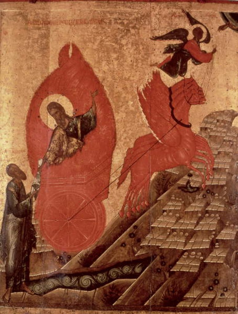 Detail of The Ascension of Elijah, icon, Pskov School, c.1650 by School Russian