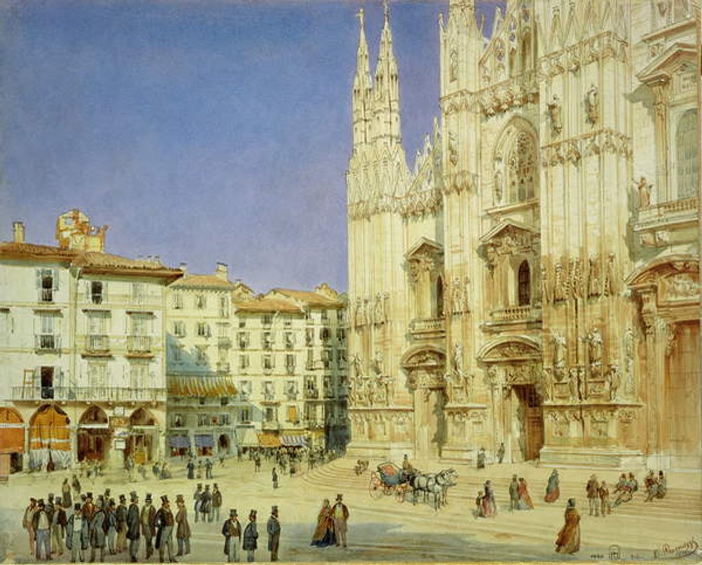 Detail of Milan Cathedral, 1846 by Luigi (1814-91) Premazzi