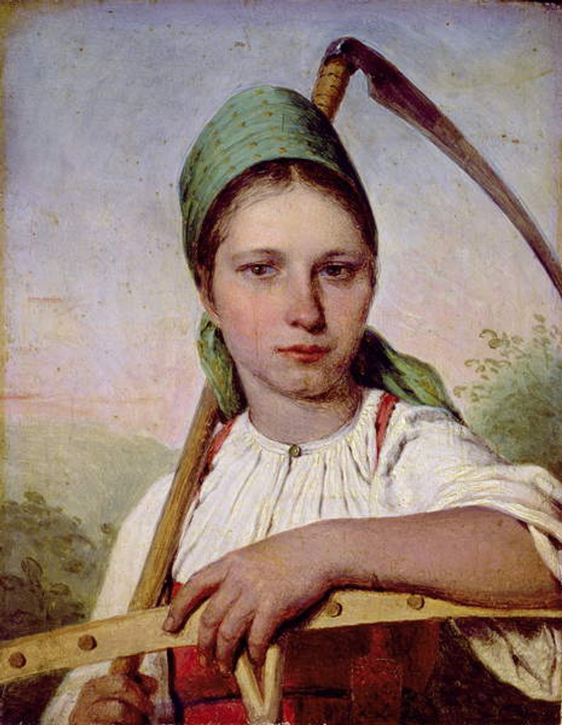 Detail of Peasant Woman with a Scythe and Rake, c.1825 by Aleksei Gavrilovich Venetsianov