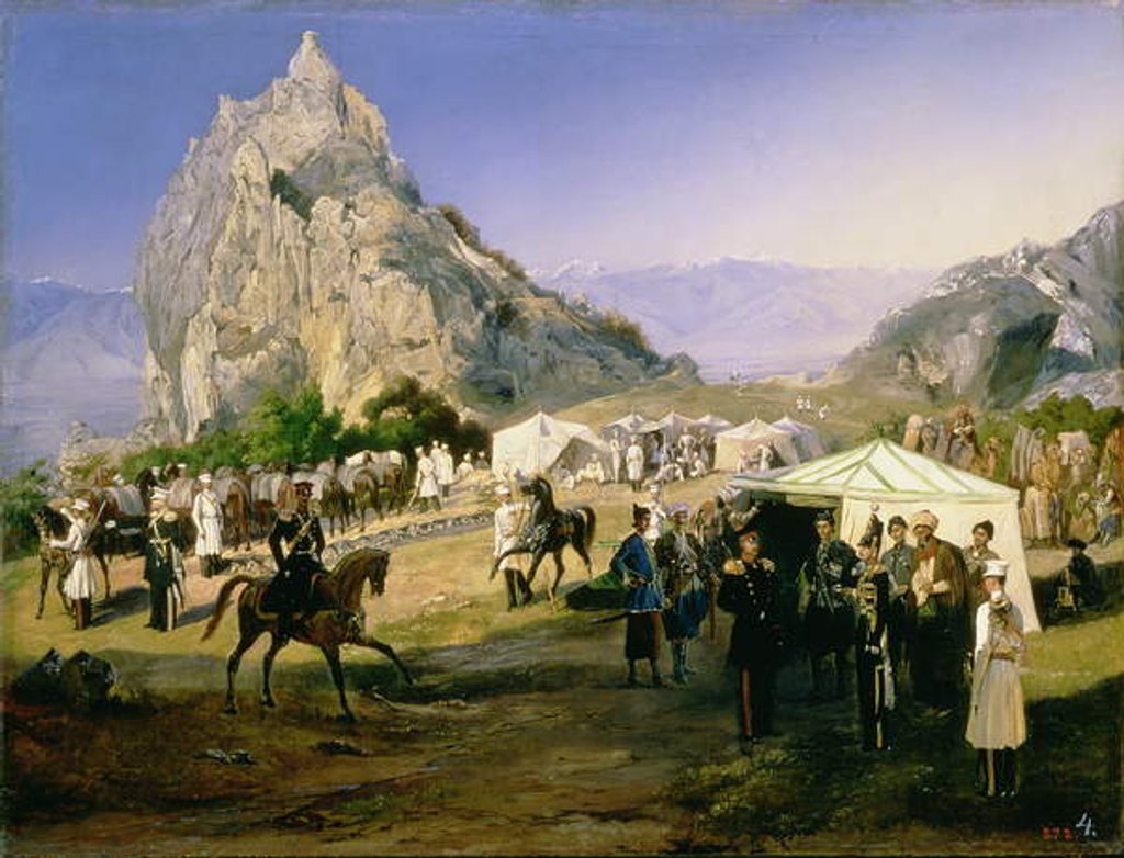 Detail of The Summer Camp of the Regiment of Nizhegorodsky Dragoons near Karagach by Grigori Grigorevich Gagarin