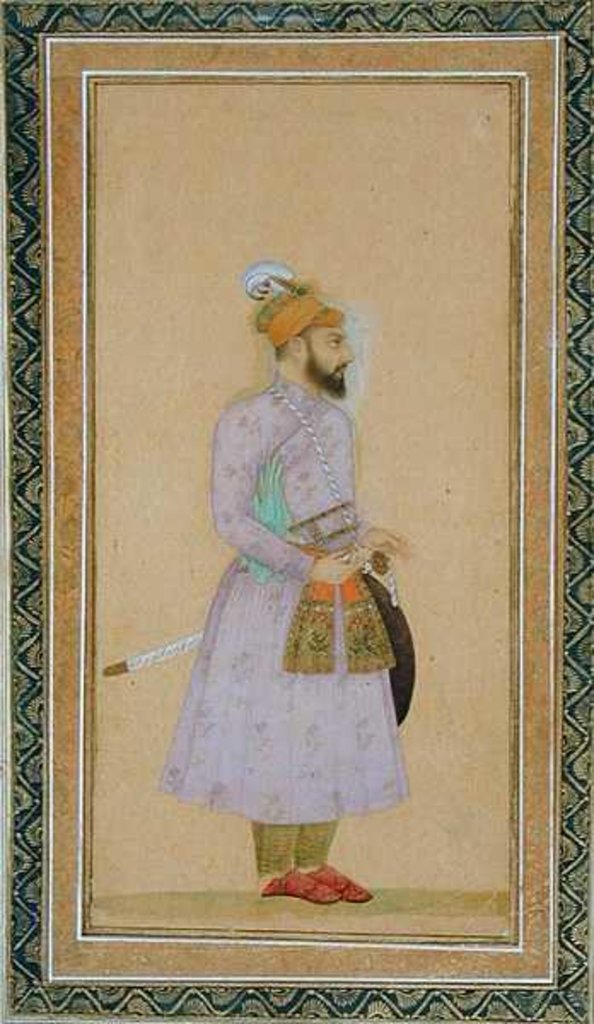 Detail of Standing figure of a Mughal prince by Mughal School