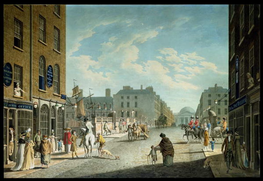 Detail of Capel Street with the Royal Exchange, Dublin, 1800 by James Malton