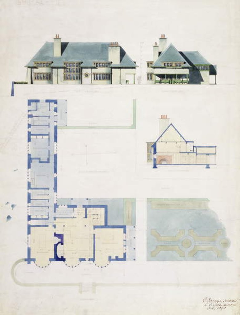 Detail of Proposed design for Broad Leys, Windermere, for Arthur Currer Briggs Esq., 1898 by Charles Francis Annesley Voysey