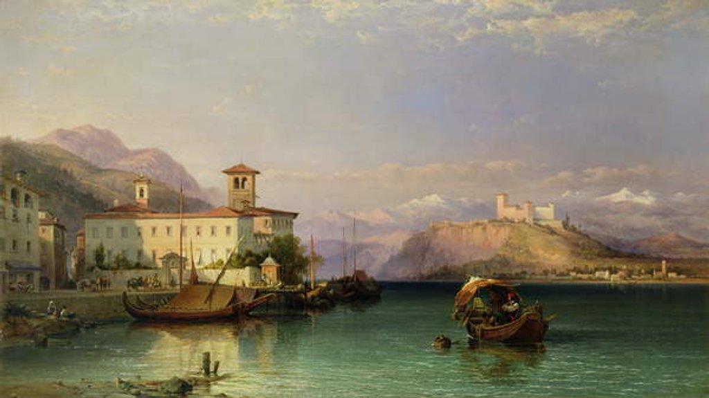 Detail of Arona and the Castle of Angera, Lake Maggiore, 1856 by George Edwards Hering