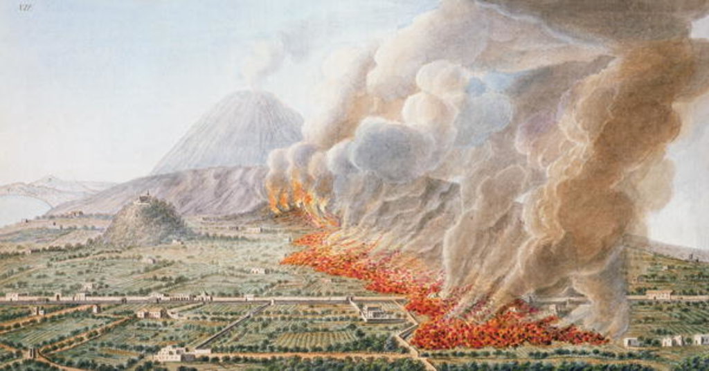 Detail of View of an eruption of Mt. Vesuvius which began on 23rd December 1760 and ended 5th January 1761 by Pietro Fabris