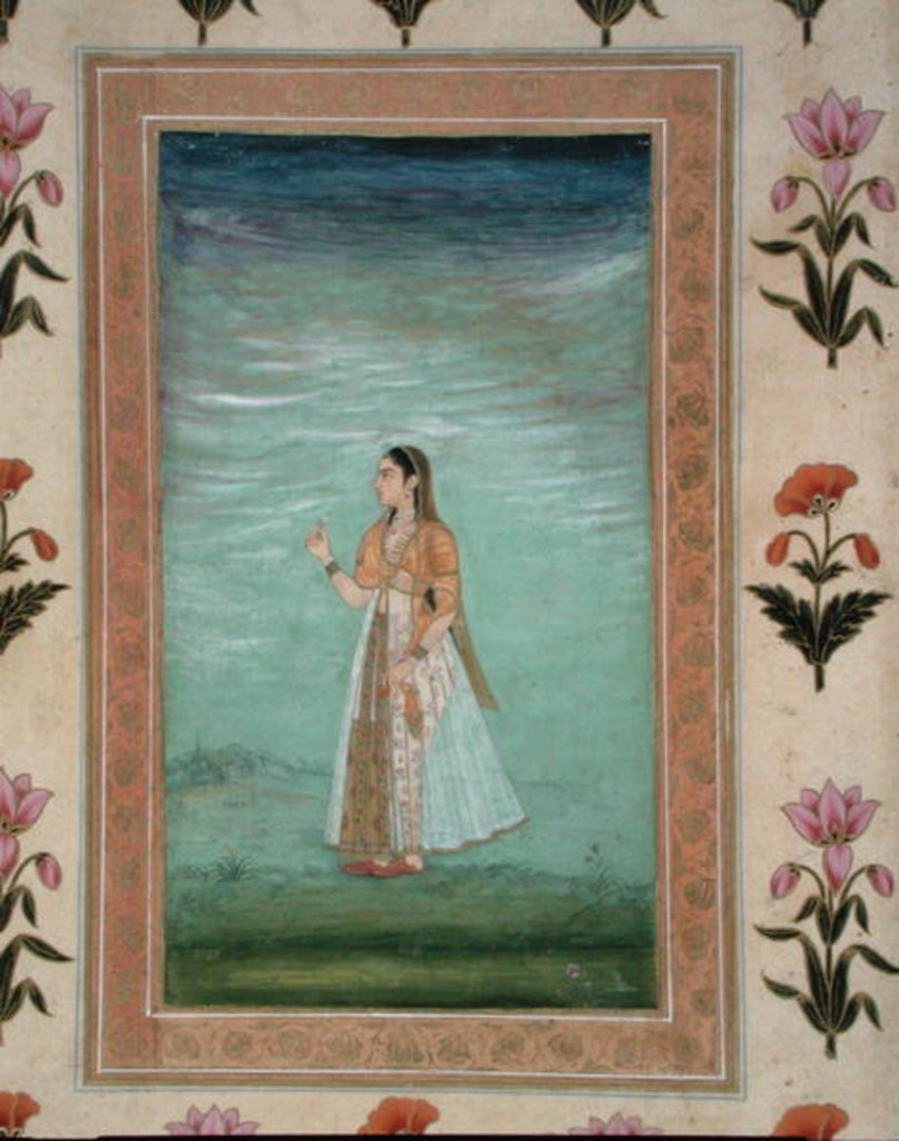 Detail of Lady holding a flower by School Mughal
