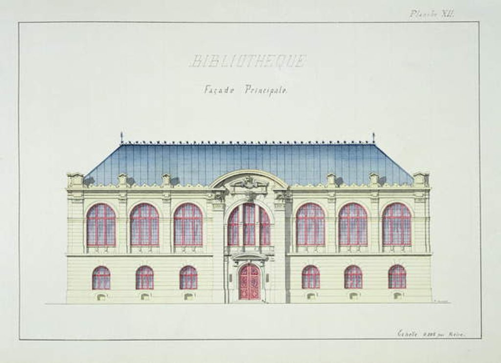 Detail of Main facade of a Library by H. Monnot