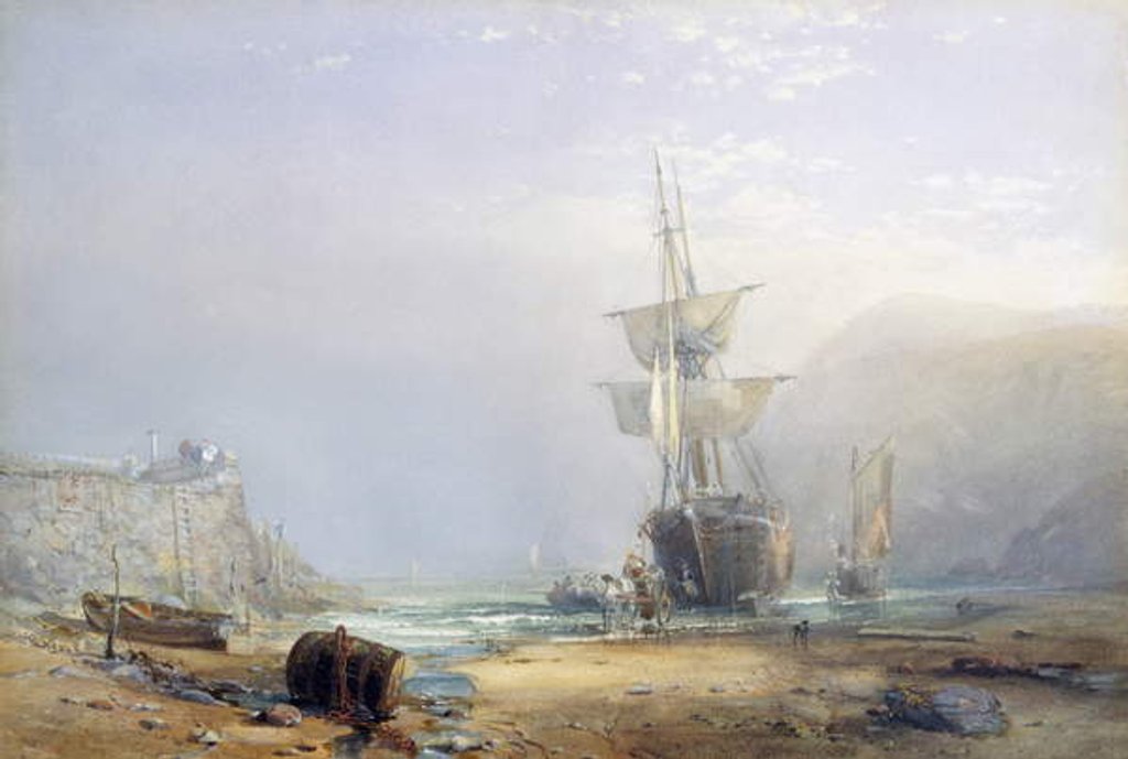Detail of A Hazy Morning on the Coast of Devon, 1853 by Samuel Phillips Jackson