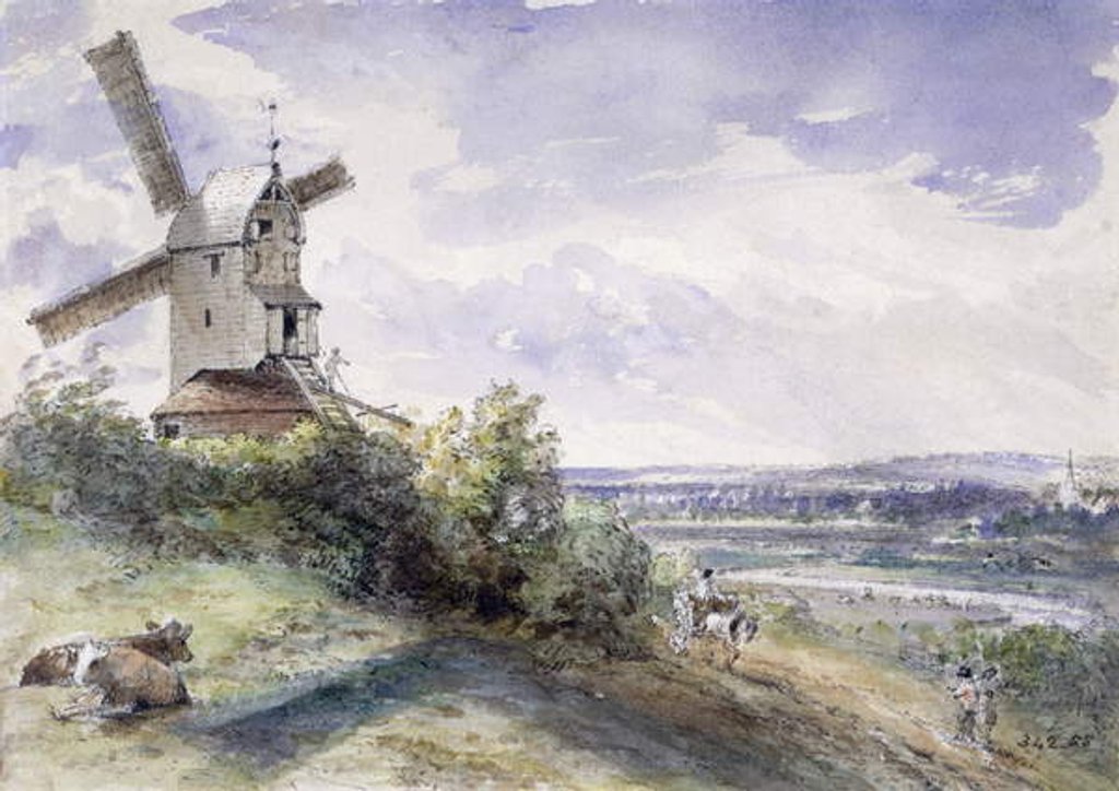 Detail of A windmill at Stoke by Nayland, near Ipswich, Suffolk, 1814 by John Constable