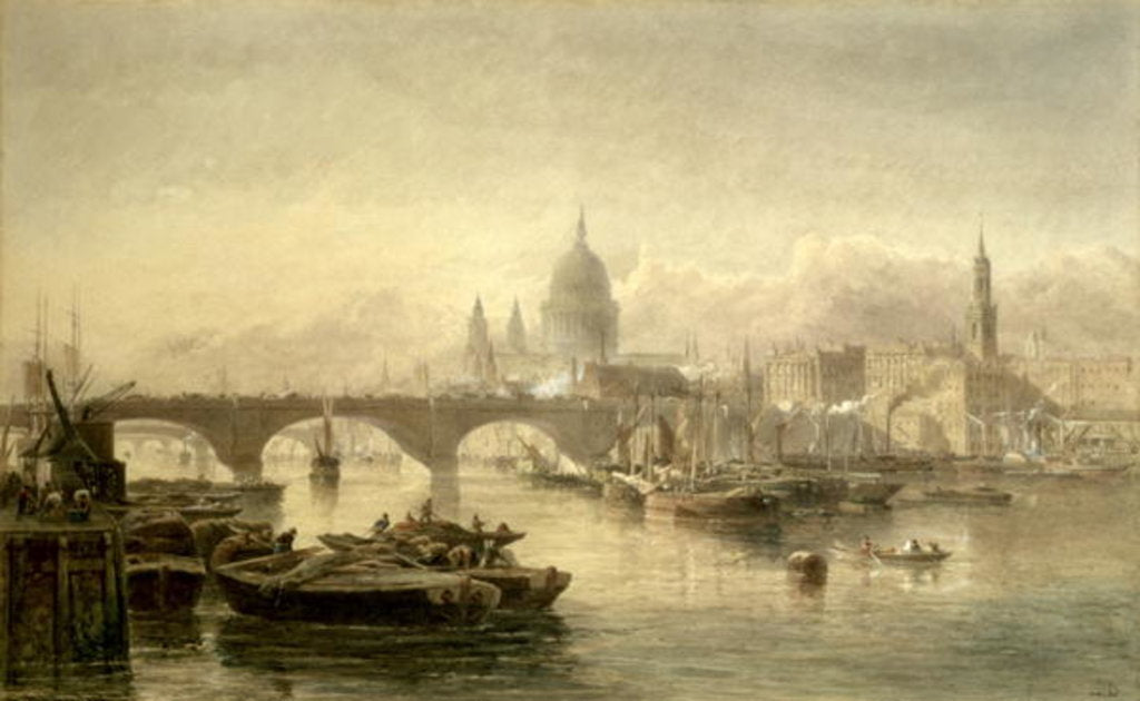 Detail of St. Paul's Cathedral and London Bridge from the Surrey Side, 1864 by Edward Angelo Goodall