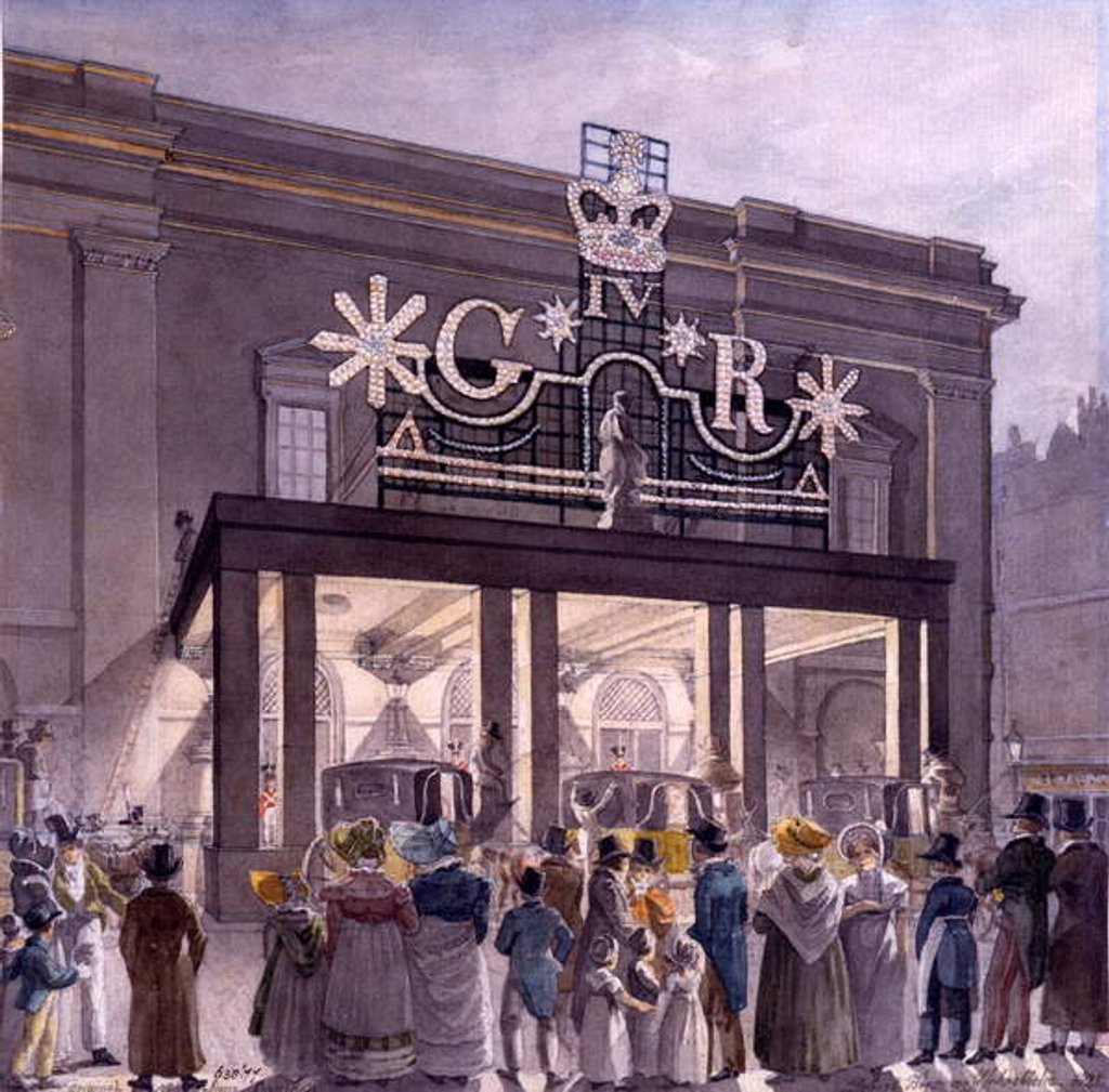 Detail of Outside the Theatre Royal, Drury Lane, 1821 by Robert Blemell Schnebbelie