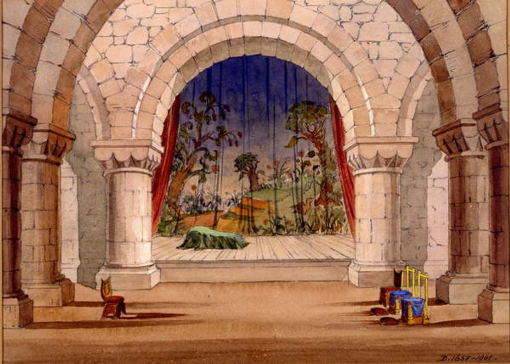 Detail of Set Design for 'Hamlet' by William Shakespeare, 1858 by English School