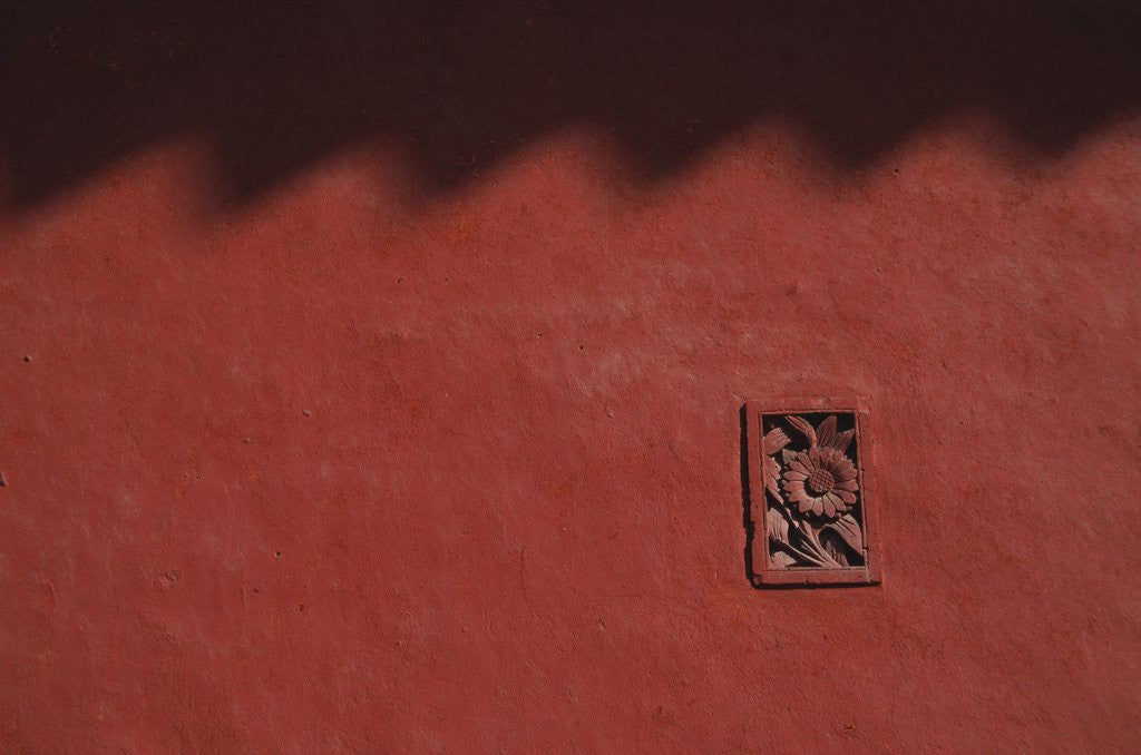 Detail of Brick Carving of Flowers on Forbidden City Wall by Anonymous