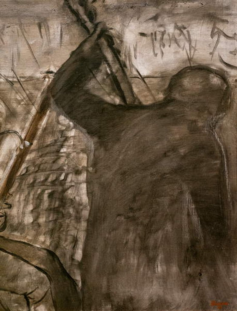 Detail of Musicians in the orchestra. Around 1870. Oil on canvas. by Edgar Degas