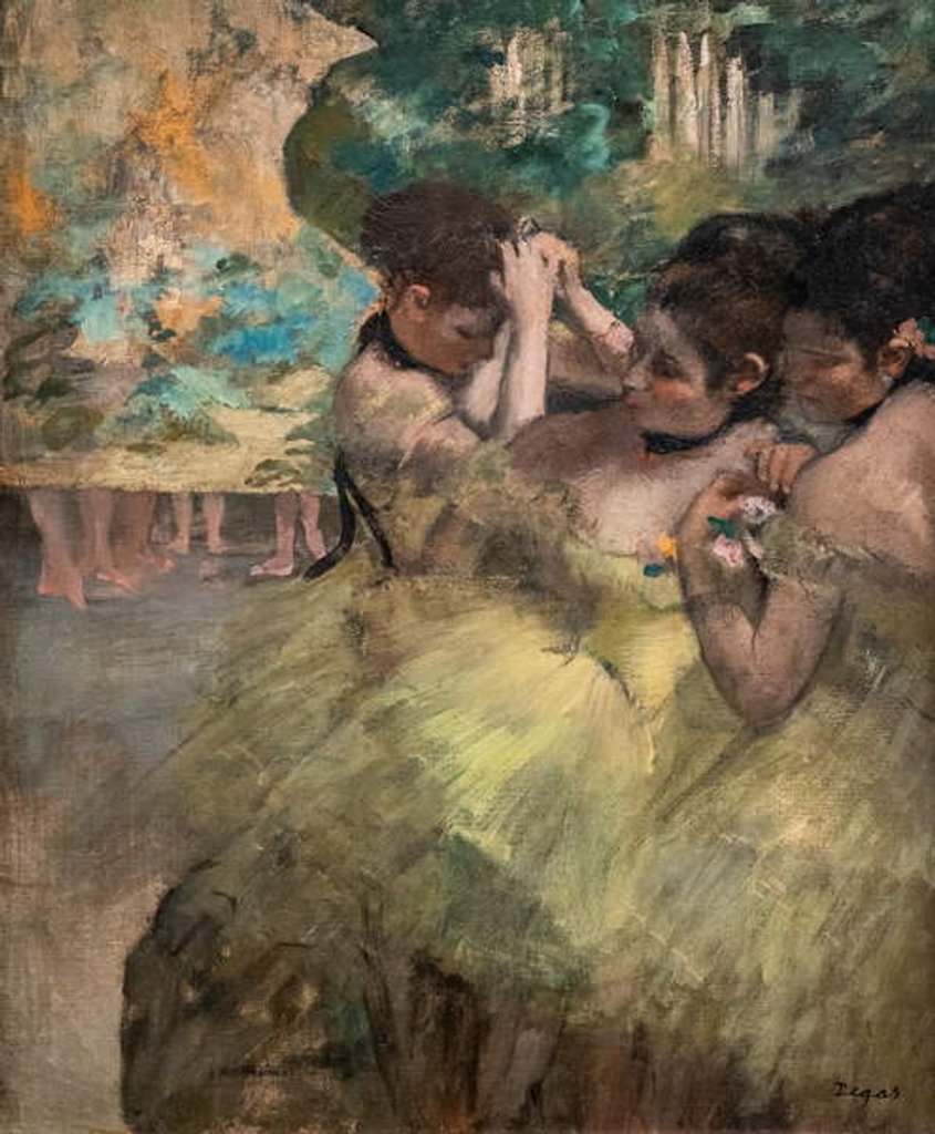 Detail of Behind the scenes. 1874-1876. Oil on canvas. by Edgar Degas
