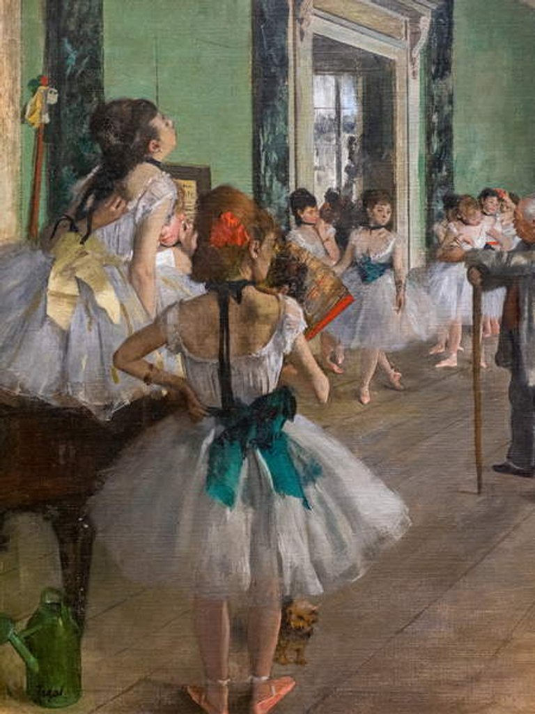 Detail of The dance class. Begins in 1873, ends in 1875-1876. Oil on canvas. by Edgar Degas