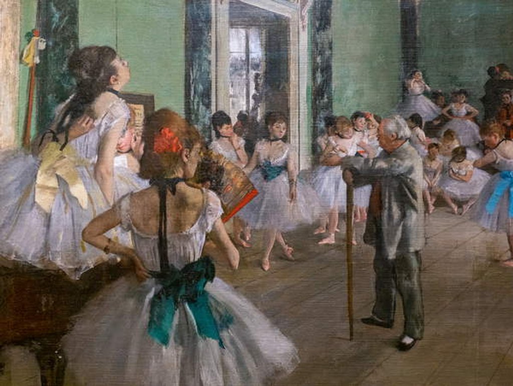 Detail of The dance class. Begins in 1873, ends in 1875-1876. Oil on canvas. by Edgar Degas