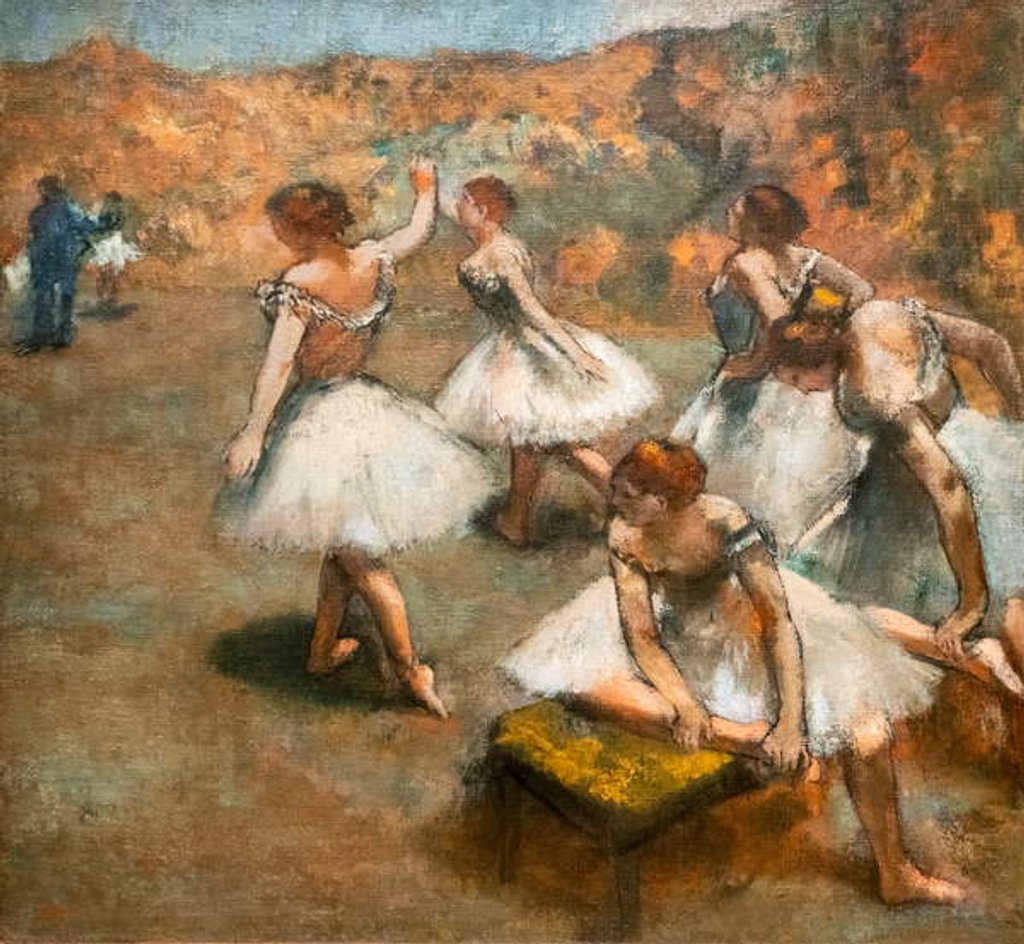 Detail of Dancers on the stage. Around 1889-1894. Oil on canvas. by Edgar Degas
