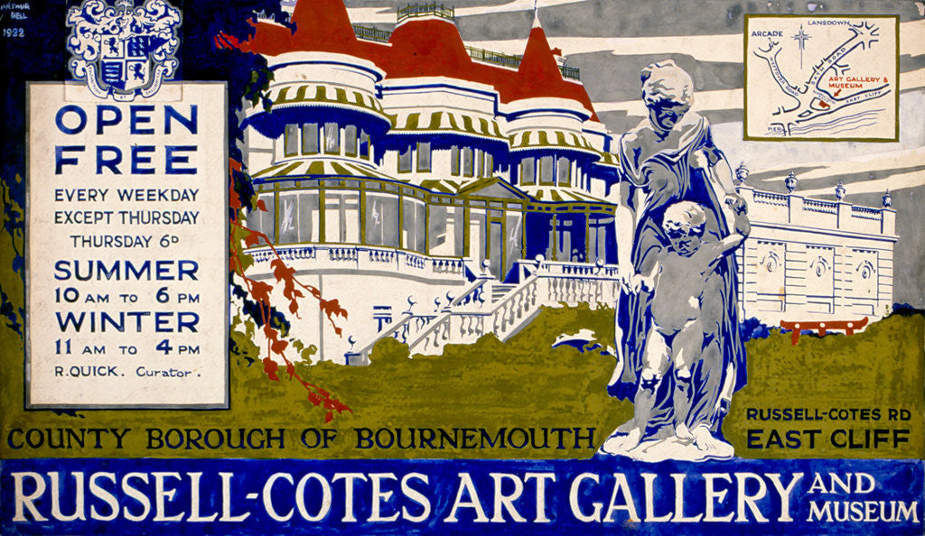 Detail of 1922 Design for a Poster for the Russell-Cotes Art Gallery & Museum by Arthur Bell