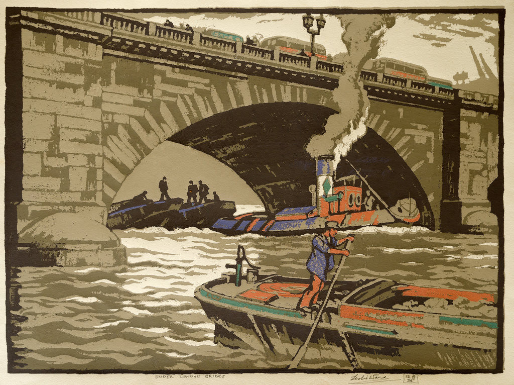 Detail of Under London Bridge by Leslie Moffat Ward