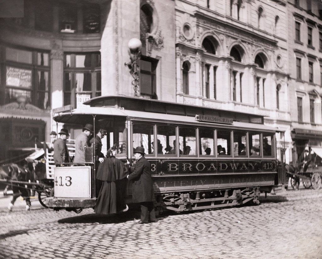 Detail of Passengers Boarding Cable Car by Corbis