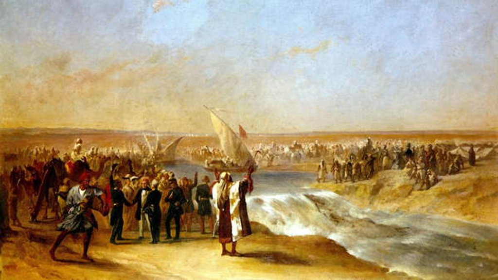 Detail of Cutting through the final section of basin in the Suez plain by His Excellency Ali Pascha on 15th August 1869 by Unknown Artist