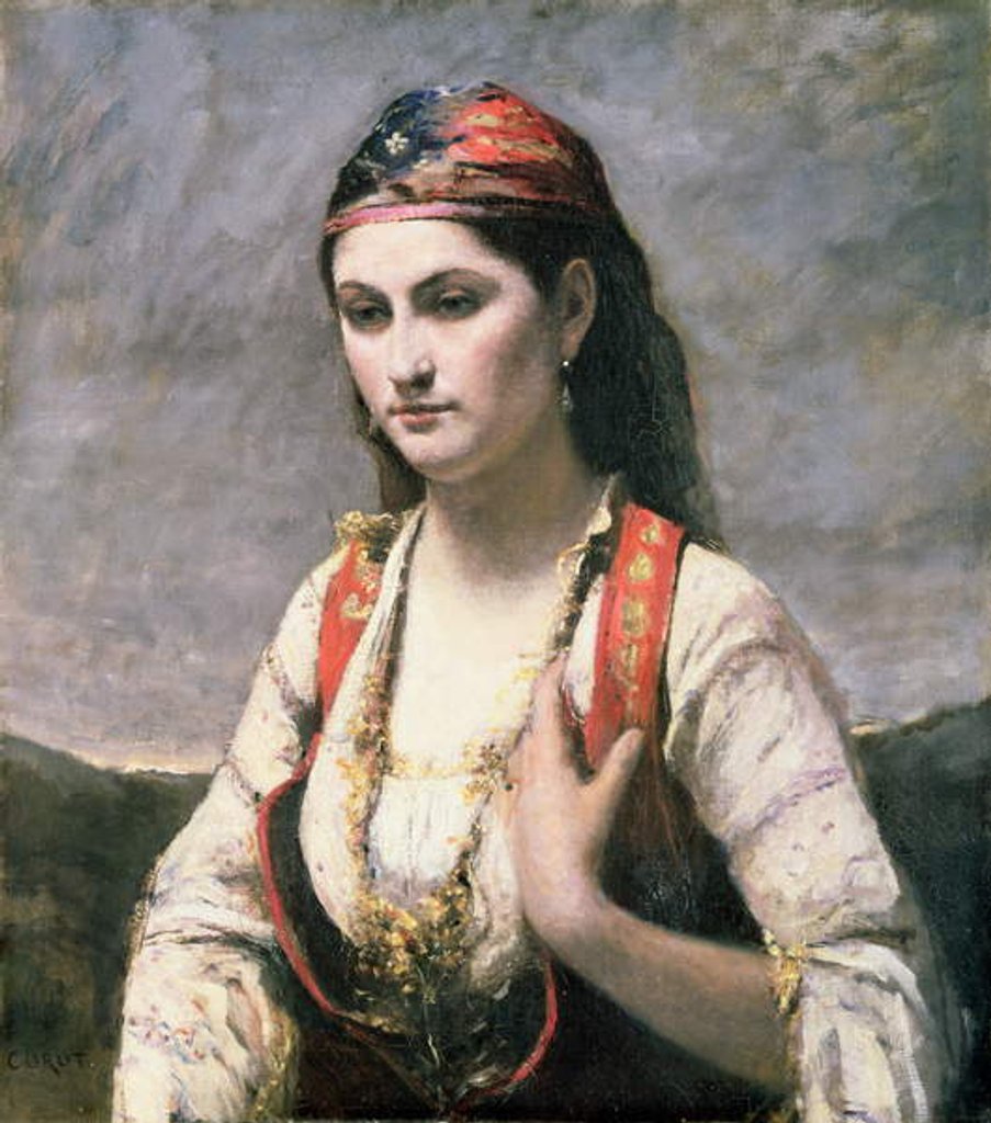 Detail of The Young Woman of Albano, 1872 by Jean Baptiste Camille Corot