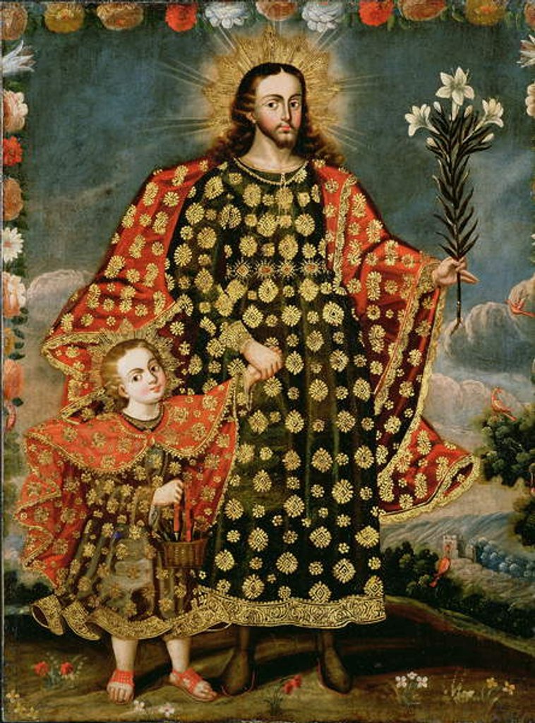 Detail of St. Joseph and the Christ Child, late 17th - early 18th century by School Peruvian