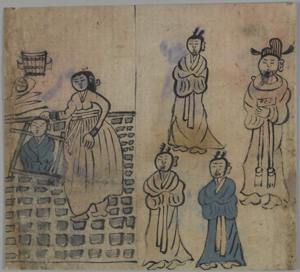 Detail of Genre Scene, 1 of 4, 19th century by Korean School