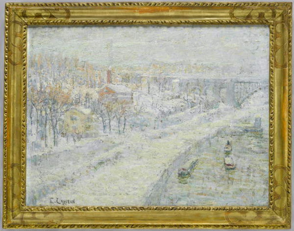 Detail of Winter Landscape: Washington Bridge, c.1907-10 by Ernest Lawson