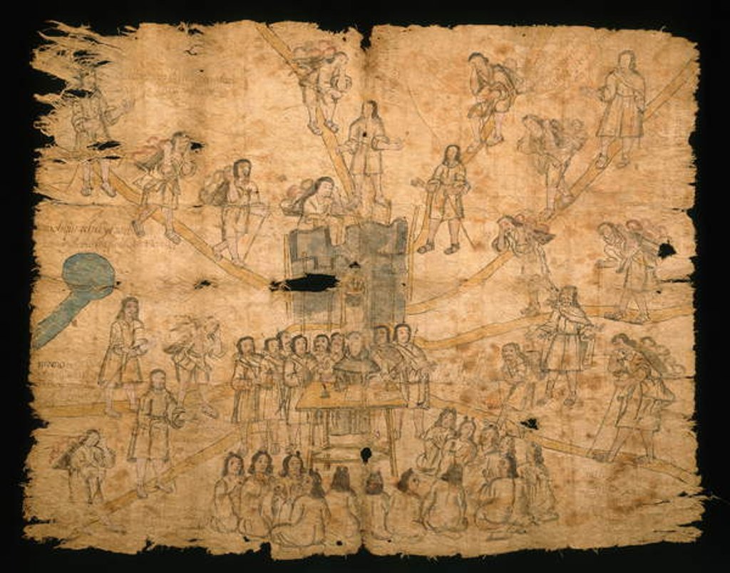 Detail of Page from the Codex San Pedro Atlapolco, Nahua by Mexican School