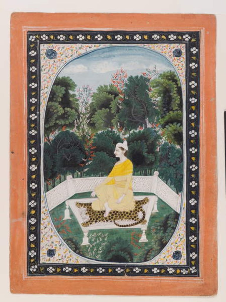 Detail of Man meditating in a garden setting, c.1820-40 by Indian School