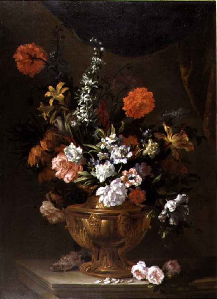 Detail of Flowers in a Sculptured Vase by Jean-Baptiste Monnoyer