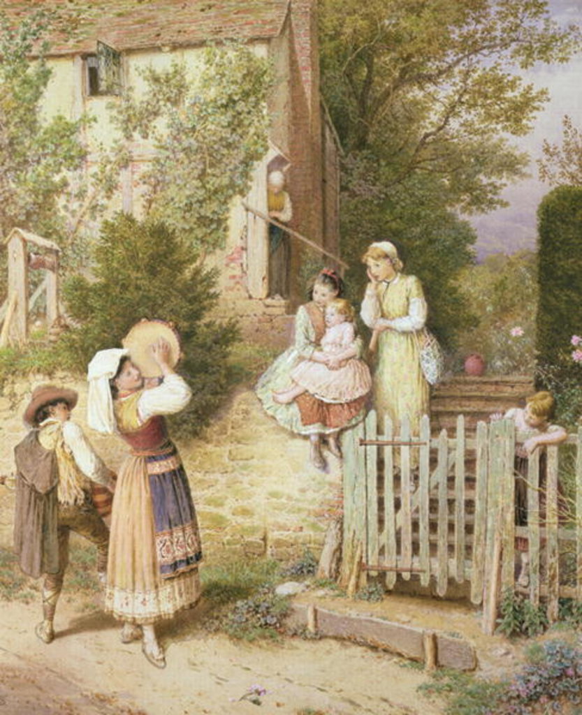 Detail of Wandering Minstrels by Myles Birket Foster