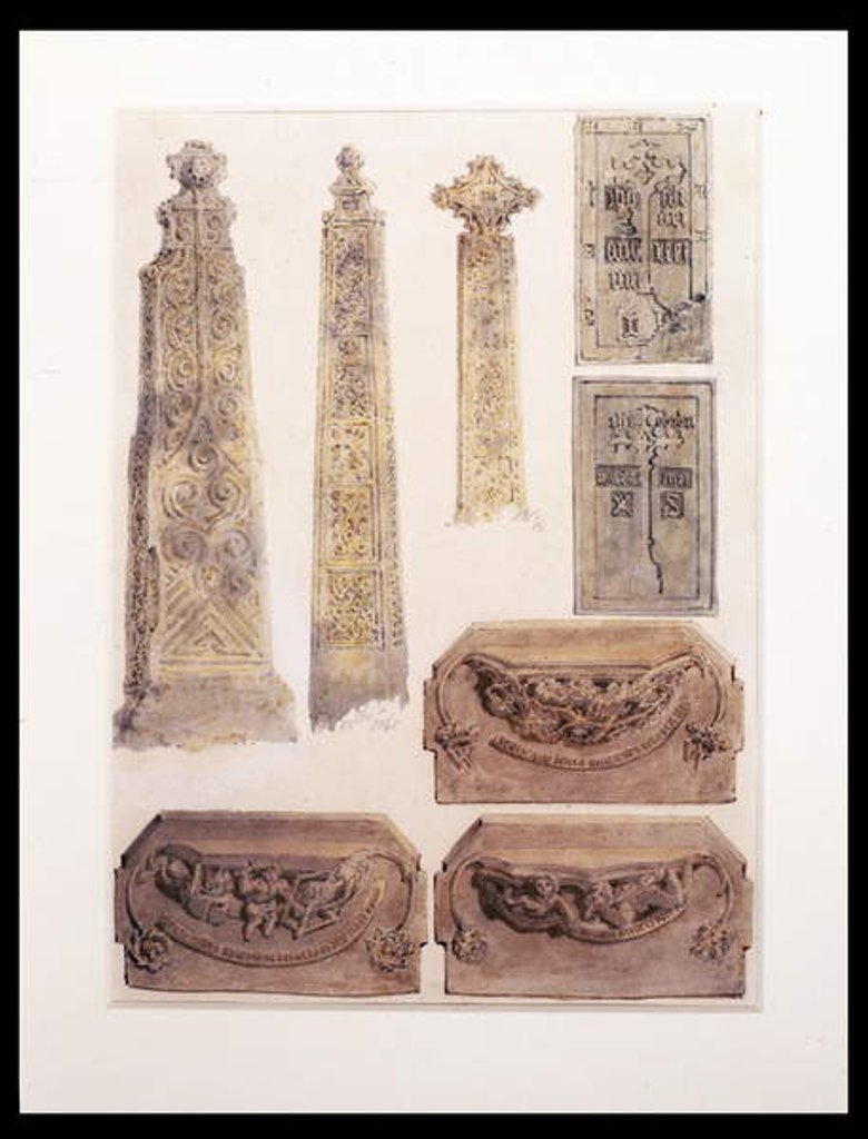 Detail of Eight Studies of crosses, brasses and misericords by Joseph Mallord William Turner