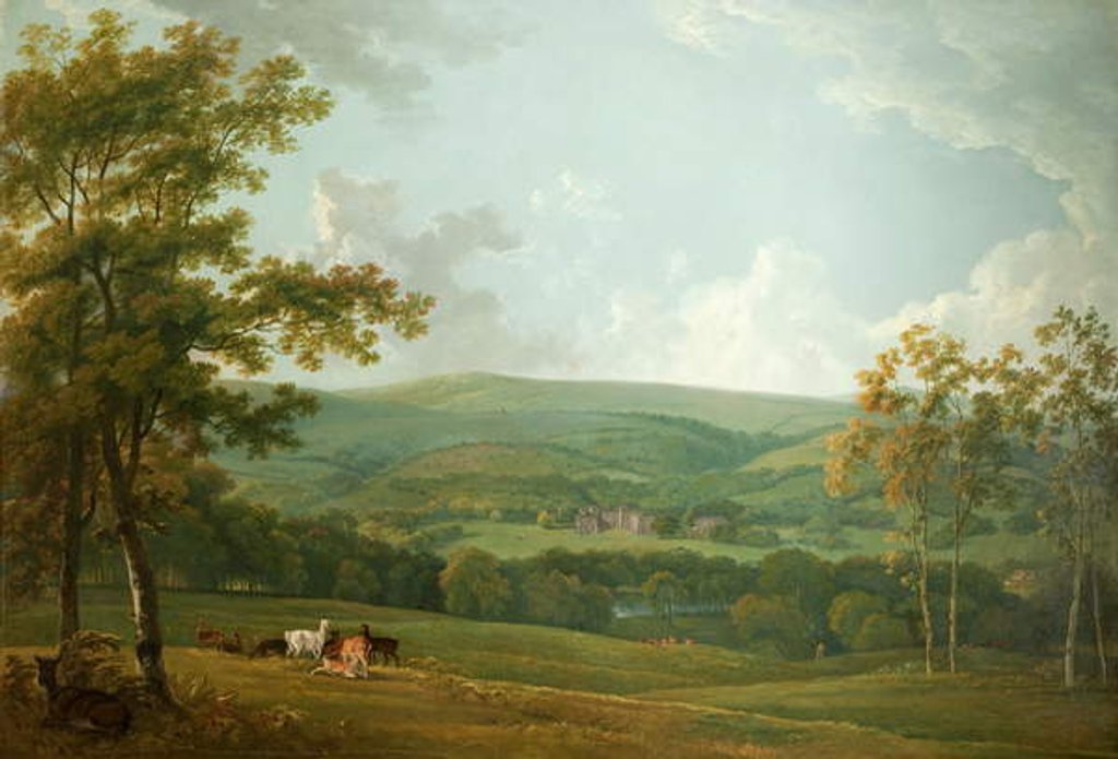Detail of A Distant View of Towneley Hall, c.1777 by George the Elder Barret