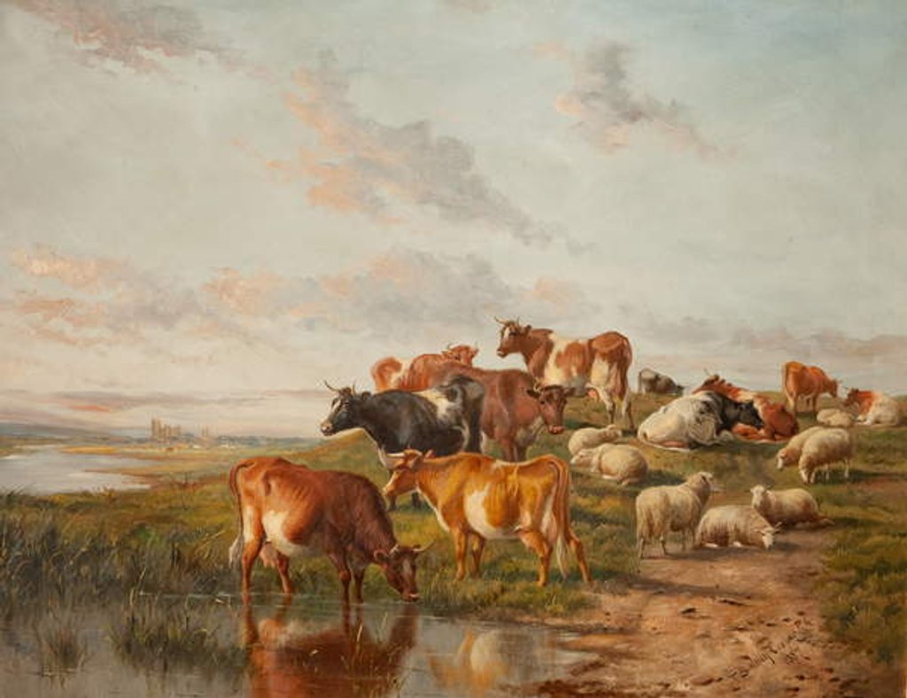 Detail of The Watering Place, 1887 by Thomas Sidney Cooper