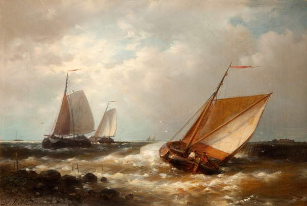 Detail of Shipping in a Breeze by Abraham Hulk
