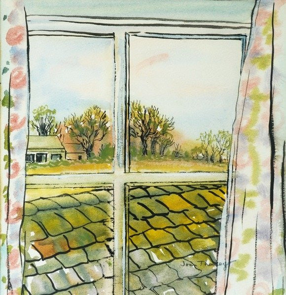 Detail of Through the Cottage Window Suffolk by Joan Thewsey