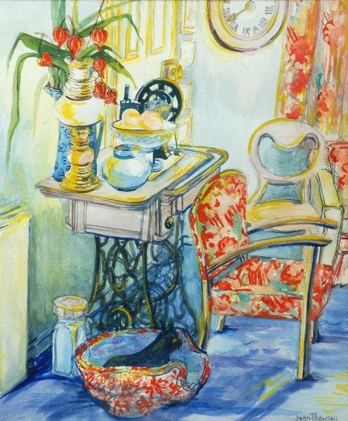 Detail of Cottage Interior, with Cat by Joan Thewsey