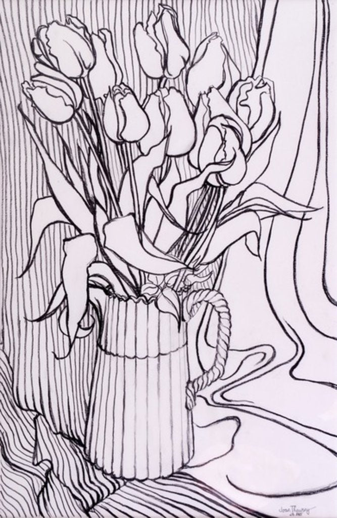 Detail of Tulips against a Striped Cloth, 2000 by Joan Thewsey