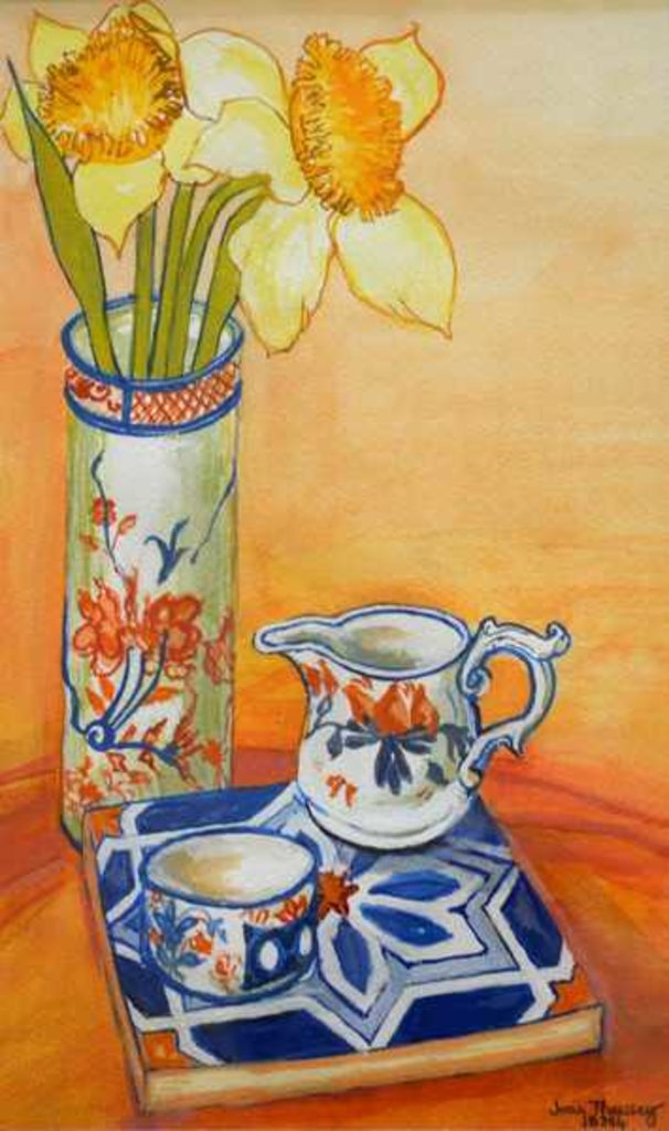 Detail of Chinese Vase with Daffodils, Pot and Jug, 2014 by Joan Thewsey