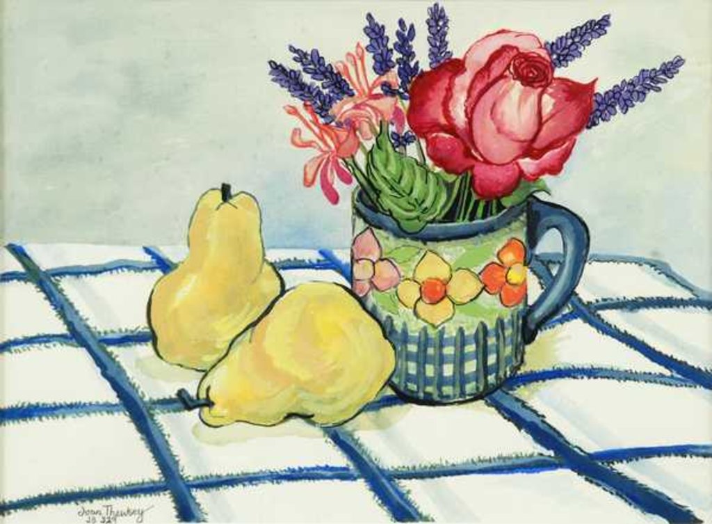 Detail of Red Rose and Two Pears, 2008 by Joan Thewsey