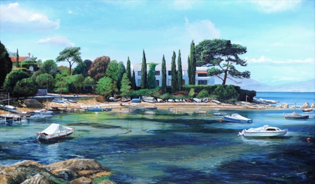 Detail of Villa and Boats, South of France by Trevor Neal