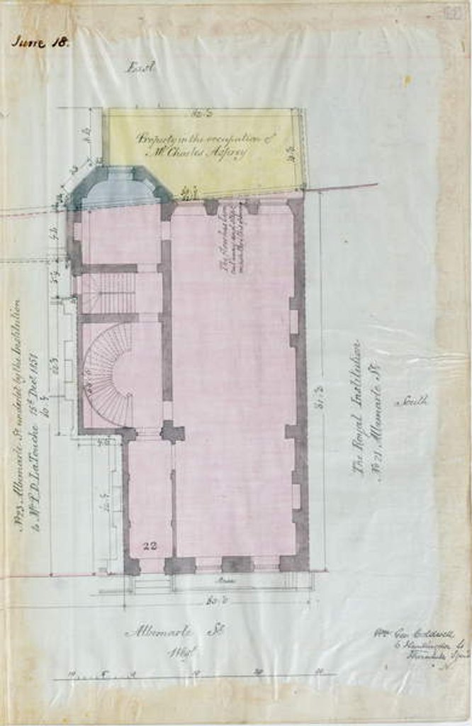 Detail of Ground plan of the Royal Institution leases, 1863 by English School